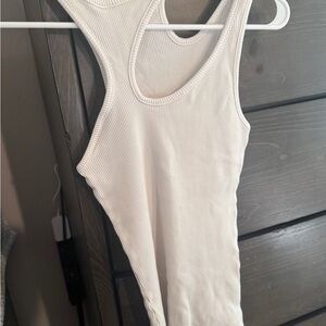 Agolde Cream Ribbed Racerback Tank